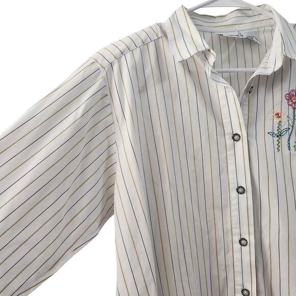 Koret Francisca Vintage Floral Embroidered Button Down Shirt S Retro 90s 80s Y2K - Picture 3 of 6